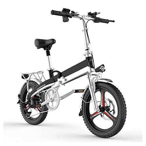 Electric Bike : JIEER Folding Electric Bicycle Aluminum Alloy Mountain Folding Bike City Bike Fits All 7 Speed Gears Derailleur Gears, E-Bikes Bicycles All Terrain with 3 Riding Modes