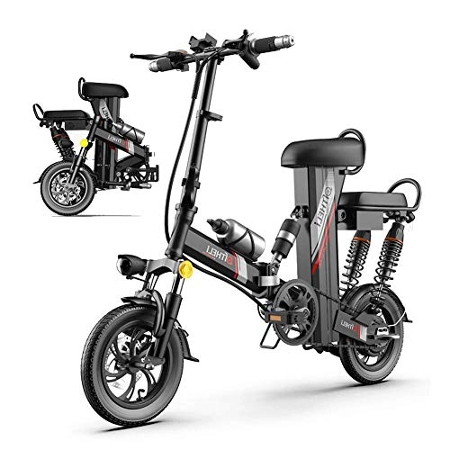 Electric Bike : JIEER Folding Electric Bike for Adults, 3 Mode Smart LCD Screen, Foldable Bicycle Adjustable Height Portable with LED Front Light for City Commuting Outdoor Cycling Travel Work Out-Black