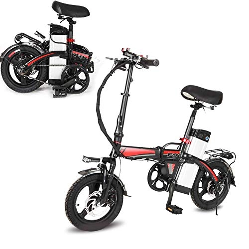 Electric Bike : JIEER Lightweight Folding Bike, Pedals&Power Assist Electric Bike, 14 Inch Tire Electric Bicycle with 360W Motor 14AH Removable Lithium Battery, Ebike for Adults