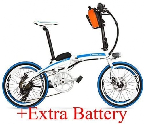 Electric Bike : JINHH Adults 240W 48V 12Ah Portable 20 Inches Folding E Bike, Aluminum Alloy Frame Pedal Assist Electric Bike, Both Disc Brakes, (Color : Blue Standard)