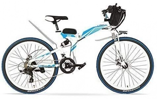 Electric Bike : JINHH Mountain Bike, 24 inches, 48V 12AH 240W Pedal Assist Electrical Folding Bicycle, Full Suspension, Disc Brakes, E Bike, Mountain Bike (Color : White, Size : Spared Battery)