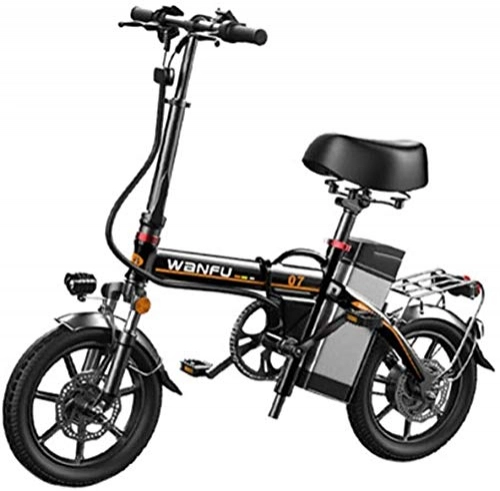Electric Bike : JNWEIYU Electric Bicycle Adult Waterproof 14 inch Aluminum Alloy Frame Portable Folding Electric Bicycle Safety for Adult with Removable 48V Lithium-Ion Battery Powerful Brushless Motor