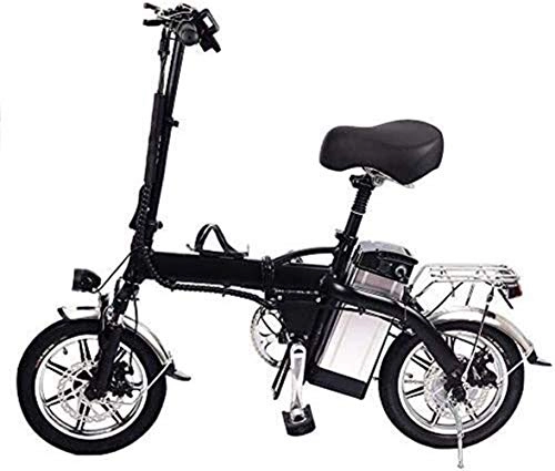 Electric Bike : JNWEIYU Electric Bicycle Adult Waterproof 14 Inch Folding Electric Bicycle, Lithium Battery Electric Bike with LED Light For Men, Women& Kids Max Speed 40-50KM / H Mileage 50-60KM 350W 48V