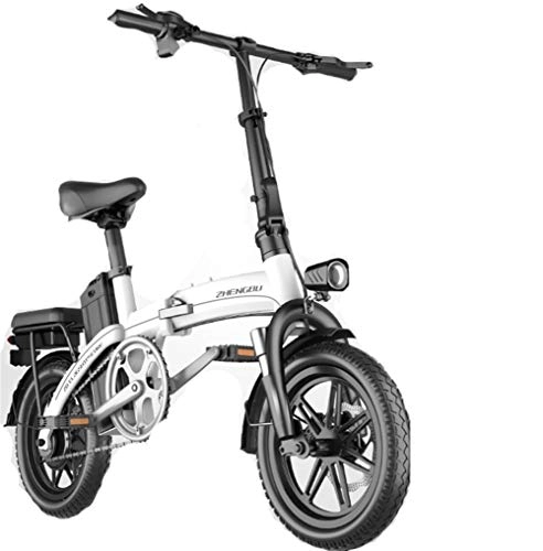Electric Bike : JNWEIYU Electric Bicycle Adult Waterproof 714" Electric Bicycle / Commute Ebike with Frequency Conversion High-speed Motor, 48V 8Ah Battery (White)