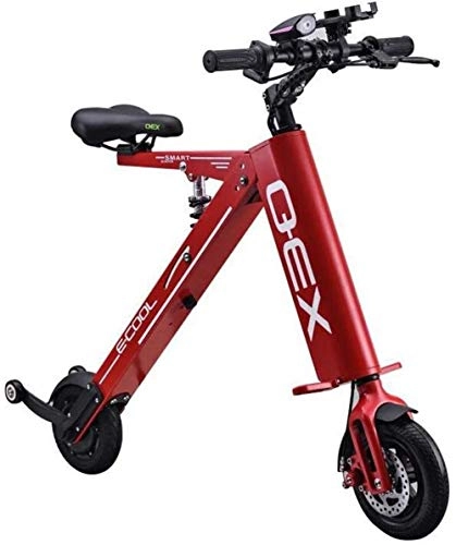 Electric Bike : JNWEIYU Electric Bicycle Adult Waterproof Foldable Electric Bike Bicycle Adult Maximum Speed 20km / h 20KM Long Range with LCD-display Two-Wheeled Battery Car (Color : Red)