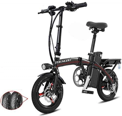 Electric Bike : JNWEIYU Electric Bicycle Adult Waterproof Lightweight and Aluminum E-Bike with Pedals Power Assist and 48V Lithium Ion Battery Electric Bike with 14 inch Wheels and 400W Hub Motor