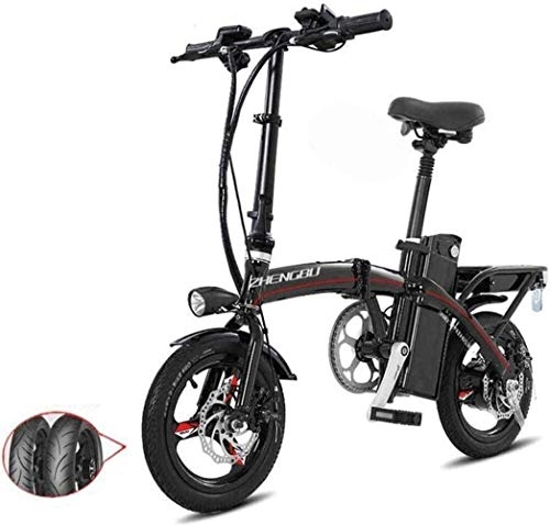 Electric Bike : JNWEIYU Electric Bicycle Adult Waterproof Pedals Power Assist and 48V Lithium Ion Battery Lightweight and Aluminum Electric Bike with 14 inch Wheels and 400W Hub Motor