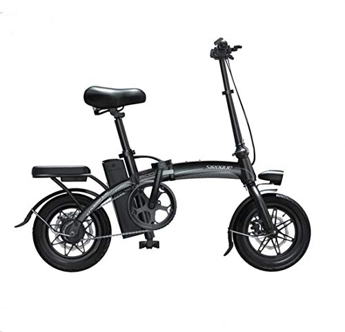 Electric Bike : JNWEIYU Electric Bicycle Adult Waterproof Portable and Easy to Store Lithium-Ion Battery and Silent Motor Thumb Throttle with LCD Speed Display (Color : Black)