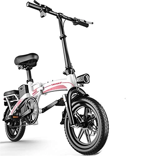 Electric Bike : JNWEIYU Electric Bicycle Adult Waterproof Portable Easy to Store in Caravan, Motor Home, 14" Electric Bicycle / Commute Ebike, 48V Lithium-Ion Battery and Silent Motor E-Bike (Size : 80 km)