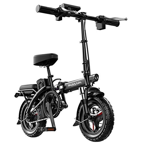 Electric Bike : JNWEIYU Electric Bicycle Adult Waterproof Small Electric Bicycle For Adults, 14" Electric Bicycle / Commute Ebike Travel Distance 30-140 Km, 48V Battery, 3 Speed Transmission Gears