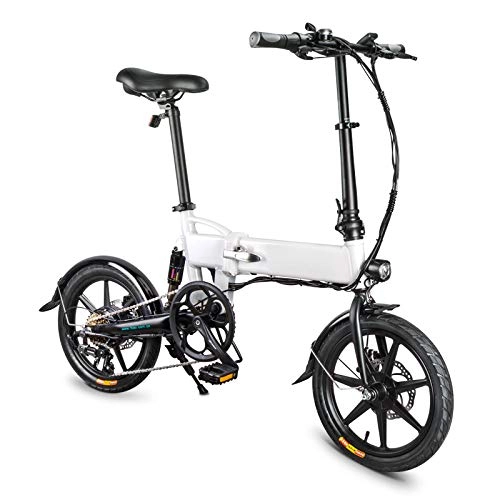 Electric Bike : JOOBEE Maximum load 120KG Adult Folding Electric Road Bike Damping Bicycle Aluminum Alloy 16 Inch Portable 250W 25KM / H 3 Mode 40-50KM Professional Ebike with Lamp and Adjustable Handlebars Saddle