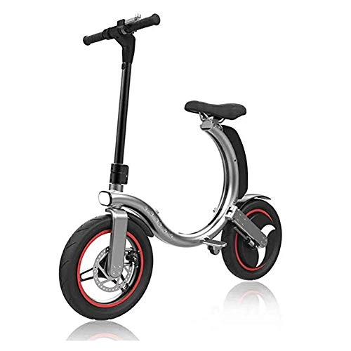 Electric Bike : Joyfitness Mini Folding Electric Bicycle Ultra Light Portable Electric Car Lithium Battery Fashion Travel Driver, 36V 450W Rear Engine Electric Bicycle, Silver