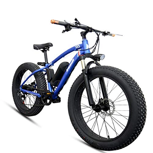 Electric Bike : JUN Electric Bicycle, 26 Inch Smart 36V Lithium Battery Electric Bicycle Snow Beach All Aluminum Power Mountain Electric Bike, Blue
