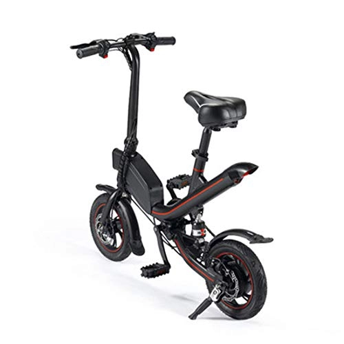 Electric Bike : JUN Electric Folding Bicycle 12 Inch Folding Electric Bicycle Mini Travel 36V Lithium Battery Adult Men And Women To Help Bicycle, Black, 36v6.6ah