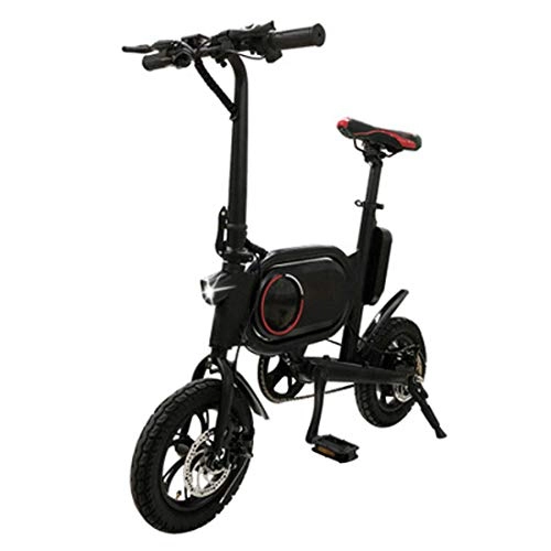 Electric Bike : JUN Electric Folding Bicycle 12 Inch Folding Electric Bicycle Retractable Seat Adult Scooter with USB Charging Interface