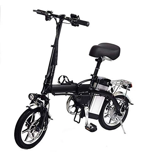 Electric Bike : June 14 Electric Folding Bike - EBike Aluminum Alloy Portable Electric 350W Powerful Motor Electric Bicyclewith 48V / 10AH Lithium Battery, 50-60KM Max Speed / H Speed - Black