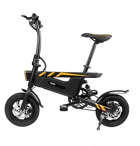 Electric Bike : June Foldable Electric Bike, Electric Double Disc Brake, 36 V, 250 W, 16 Inch Tires, 25 Km / H Lithium-ion Single-speed E-MTB Folding Bike, For Adults And Students, Black, Black