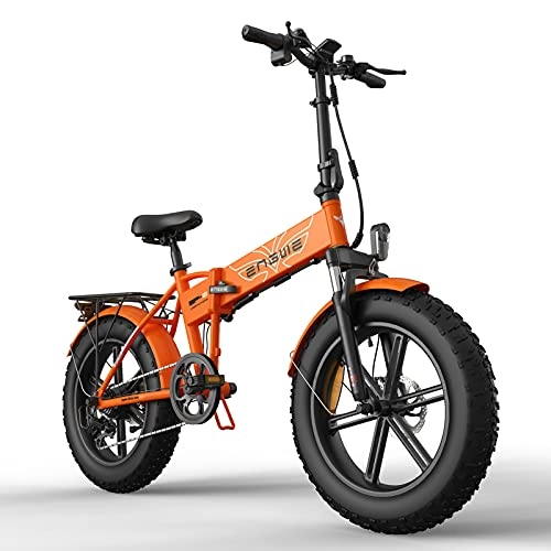 Electric Bike : JUYHTY 500W Fat Folding Tire Electric Mountain Bike Carrying 150KG Crowd, 5 Hours Fast Charge Removable Battery Portable Travel Snow Bike for 155-198cm Crowd Orange