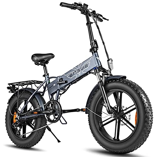 Electric Bike : JUYHTY 500W Folding Fat Tire Electric Mountain Bike, LED Large Display 7 Speed Sonw Bicycle 5 Hours Fast Charge Battery 3 Riding Modes Grey