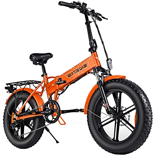 Electric Bike : JUYHTY Adults Folding Electric Mountain Bike for 150KG Crowd, Portable Travel Mountain Trail Bikes 5 Hours Fast Charge 7-Speed Gear 30 / MPH Orange
