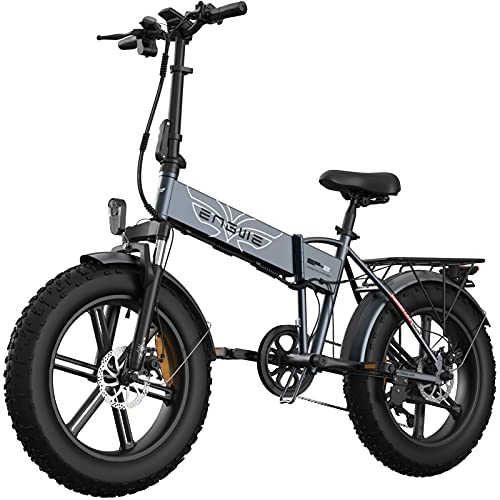 Electric Bike : JUYHTY Electric Bike 48v 500W Fat Tire Ebike Folding Portable Snow Bike Adult Mountain Bike 7-Speed Gear, 3 Riding Modes Grey