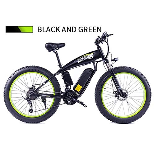 Electric Bike : JXH 26'' Electric Mountain Bike, Large Capacity Lithium-Ion Battery (48V 13AH 350W), 21 Speed And Three Working Modes Sports Mountain Bikes Mechanical Disc Brakes, Green