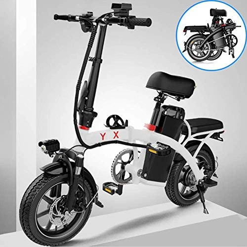 Electric Bike : JXH City Electric Bicycle Bike, Electric Commute Bicycle Ebike with 350W Motor And 48V 8Ah Lithium Battery, Three Modes (Up To 25 Km / H), White