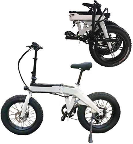 Electric Bike : JXH Electric Bicycle, Foldable Compact 20-Inch Fat Tire 500 W City Commuter Mountain Bike with Detachable 48V 10.4 AH Lithium-Ion Battery for Adults