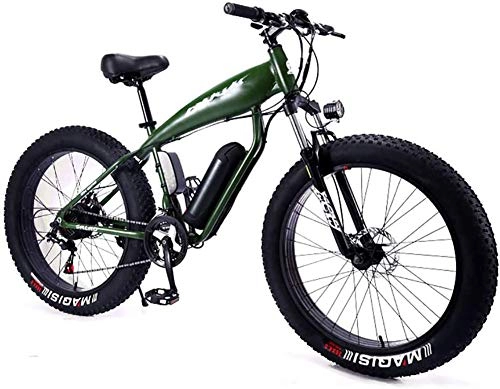 Electric Bike : JXH Electric Mountain Bike 26" 4.0 Inch Fat Tire Ebike, 36V 8Ah Removable Lithium Battery, Front And Rear Disc Brakes, Green