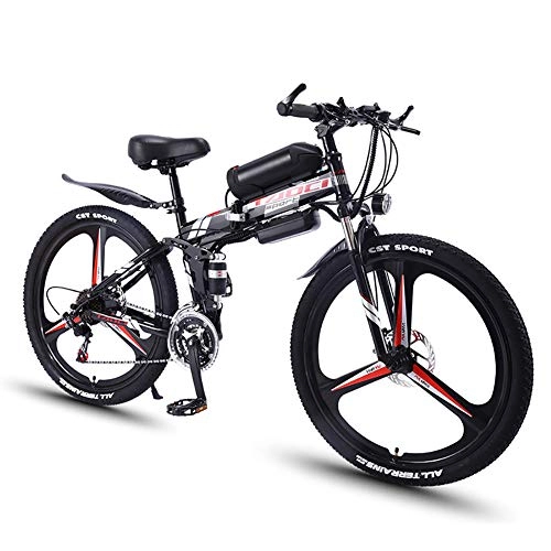 Electric Bike : JXH Electric Mountain Bike, 350W 26 Inch City Bike with 36V Hidden Battery And Disc Brake 21 Speed Gear And Three Working Modes Electric Bicycle, Red