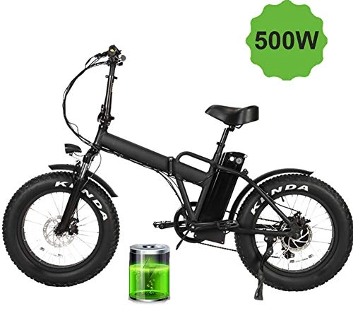 Electric Bike : JXH Electric Snow Bike 500W 20 Inch Folding Mountain Bike Fat Tire 20 4" with 48V 11AH Lithium Battery And Disc Brake