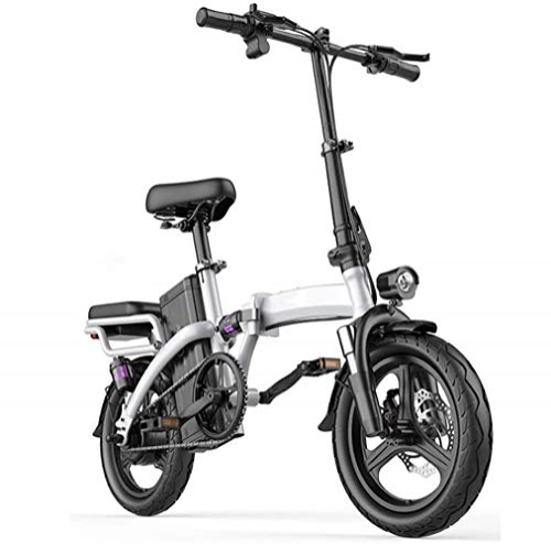 Electric Bike : JXH Folding Electric Bike, 400W Motor Max Speed 25Km / H LCD Display, Seat Adjustable, Portable Folding Bicycle Sports Outdoor Cycling Work Out And Commuting, white 100KM