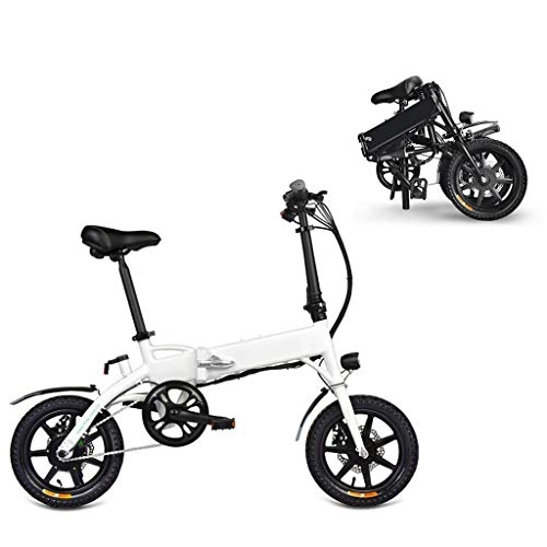 Electric Bike : JXXU Adult Folding Electric Bikes Comfort Bicycles Hybrid Recumbent / Road Bikes 14 Inch, 250W 7.8Ah Lithium Battery, Aluminium Alloy, Disc Brake For Adults, Men Women(Color:white)