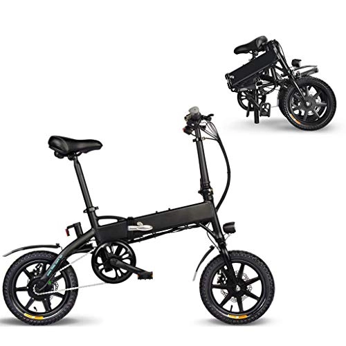 Electric Bike : JXXU Adult Folding Electric Bikes Comfort Bicycles Hybrid Recumbent / Road Bikes 14 Inch, 7.8Ah Lithium Battery, Aluminium Alloy, Disc Brake For Adults, Men Women(Color:black)