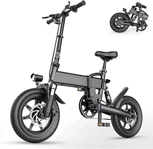 Electric Bike : JXXU Electric Bikes For Adults, 16" Lightweight Folding E Bike, 250W 36V 7.8Ah Removable Lithium Battery, City Bicycle Max Speed 25Km With 3 Riding Modes(Color:black)