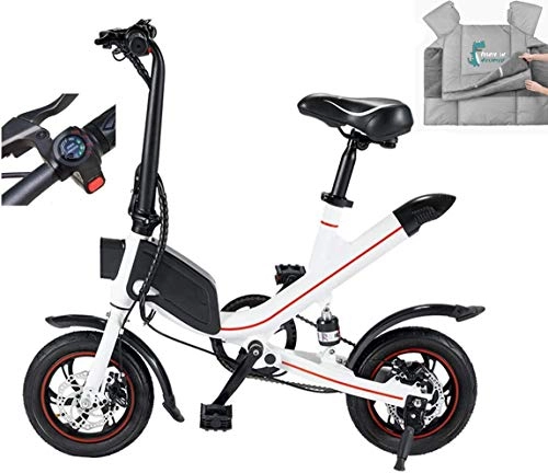 Electric Bike : JXXU Electric Bikes For Adults, Fat Tire Folding Bike With 6.6AH / 7.8AH Lithium Battery Stylish Ebiike, Can Switch Three Sport Modes During Riding, Max Speed Is 25km / h(Color:white)