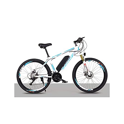 Electric Bike : JYCCH Electric Mountain Bike 26" 250W Electric Bicycle With 36V 8Ah Removable Lithium Battery, 21 Speed Gearbox, 35km / H, Charging Mileage Up To 35-50km(Color:blue / white) (Blue / White)