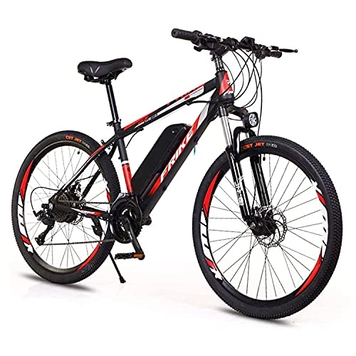 Electric Bike : JYCCH Electric Mountain Bike 26" 250W Electric Bicycle With 36V 8Ah Removable Lithium Battery, 21 Speed Gearbox, 35km / H, Charging Mileage Up To 35-50km(Color:blue / white) (Red / Black)