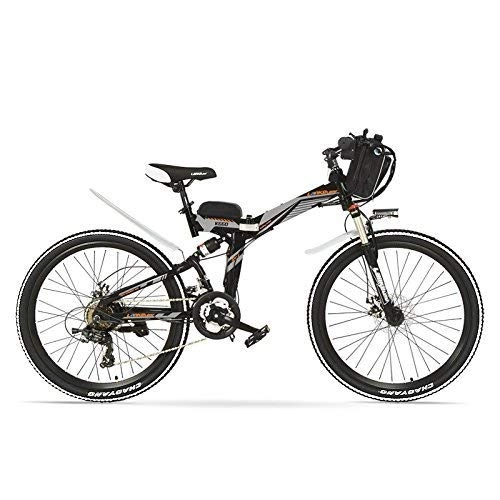 Electric Bike : K660D 26 Inches Strong Powerful E Bike, 48V 12AH 500 / 240W Motor, Full Suspension High-carbon Steel Frame, Pedal Assist Folding Electric Bicycle, Disc Brake, Pedelec.