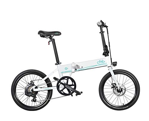 Electric Bike : kaakaeu Folding Electric Bike, Dual Disc Brakes, Bike with 36V 10.4Ah Lithium-Ion Battery, Thickened Non-slip Professional 6 Speed White