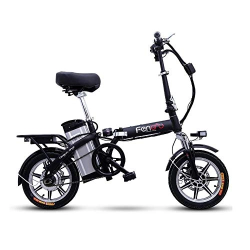 Electric Bike : kaige Electric Bicycle 14 Inches, With Detachable Lithium Battery 48V 18AH Lithium Battery 250w Adult High-speed Motor, The Electric Foldable Bike QU526 (Color : Black) WKY (Color : Black)