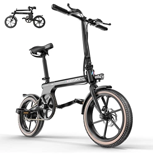 Electric Bike : KAKUKA K16 Electric Bike, 16" Foldable Pedal Assist Ebike with 36V 7.5AH Battery 250W Motor, 25KPH Disc Brake Commuter Electric Bicycle for Adults and Teenager