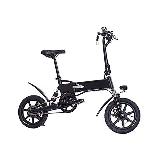 Electric Bike : KASIQIWA Electric Bikes, 250w Folding Electric Bikes For Adults LCD Speed Display 14 inch moped mini-driver bicycle Lithium-Ion Battery, Black