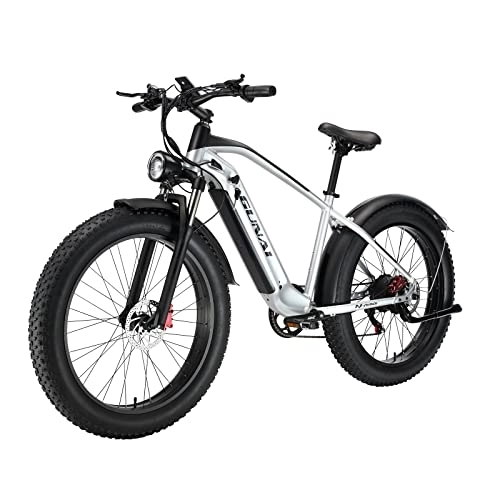 Electric Bike : KELKART Electric Bike, 26" 4.0 Fat Tire Ebike for Adults 48V19AH Removable Battery Electric Bicycle, Shimano 7-Speed, Lockable Alloy Front Suspension Fork