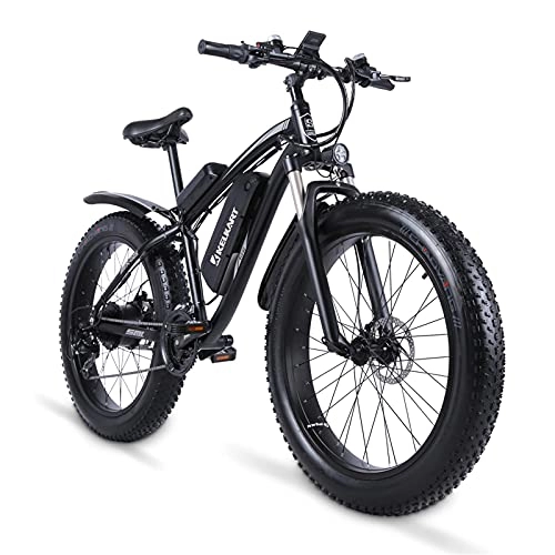 Electric Bike : KELKART Electric Bikes 1000W Off-road Fat Tire E-bike, with Removable Lithium Ion Battery, 3.5" LCD Display and Rear Seat (Black)