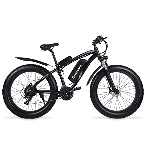 Electric Bike : KELKART Electric Bikes Off-road Fat Tire E-bike, with Removable Lithium Ion Battery, 3.5" LCD Display and Rear Seat (Black)