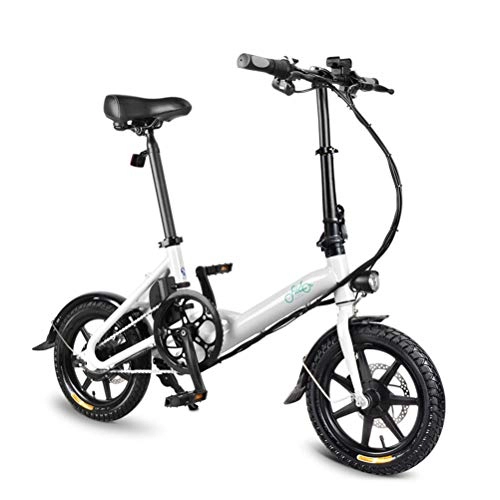 Electric Bike : KENANLAN Folding Bikes, 14 Inch Mini Portable Student Comfort Speed Wheel Folding Bike for Men Women Lightweight Folding Casual Bicycle, Damping Bicycle, Shockabsorption (White)