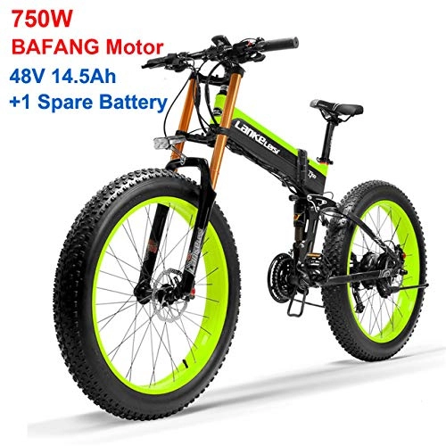 Electric Bike : KER Fat tire Electric Bicycle 26inch Electric Bike, 48V / 14.5AH Motor Snow Bike, 21 Speed / 750W Lithium Battery, Optimized Operating System Green