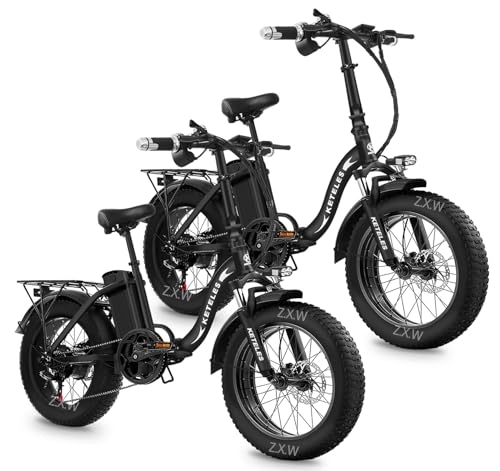 Electric Bike : KETELES Electric Bike for Adults, 20×4" Foldable Electric Bike, 48V 35Ah Removable Battery, Commuter Bike for Men and Women with 7 Speed and Hydraulic Disc Brak (KF9 35Ah*2)