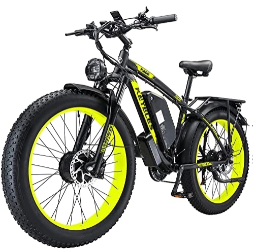 Electric Bike : Keteles K800 Electric Bike Dual Motor 48V 23Ah Removable Battery Adult Electric Bicycle (Green-23Ah)